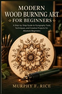 Modern Wood Burning Art For Beginners: A Step-by-Step Guide to Pyrography Tools, Techniques, and Creative Projects for Absolute Beginners cover