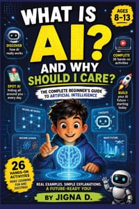 What Is AI?: Discover How AI Works, Learn to Talk to It, Spot When It's Wrong, and Build Amazing Things For Curious Kids Ages 8-13 Includes 26 Hands-O cover
