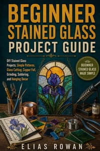 Beginner Stained Glass Project Guide: DIY Stained Glass Projects, Simple Patterns, Glass Cutting, Copper Foil, Grinding, Soldering, and Hanging Decor cover