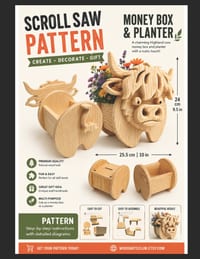 Highland Cow Money Box & Planter: Scroll Saw Pattern cover
