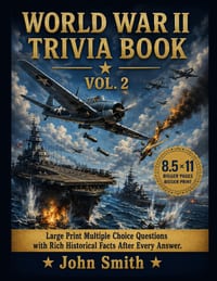 World War II Trivia Book Vol. 2: Large Print Multiple Choice Questions with Historical Facts, Pacific Theater, Home Front & Secret Operations cover