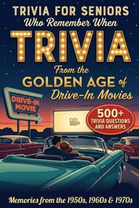 Trivia From The Golden Age of Drive In Movies: Trivia For Seniors Who Remember When - 750 Fun, Nostalgic, and Thought Provoking Trivia Questions and A cover