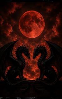 When Two Dragons Guard the Crimson Sky: A Blood Moon Blank Journal cover