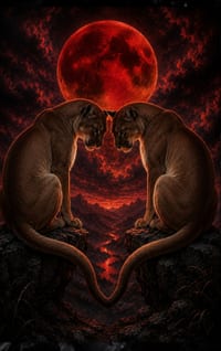 Where Two Wild Hearts Meet Beneath the Blood Moon: A Puma Lovers' Blank Journal cover
