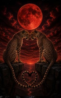 Where Two Swift Hearts Meet Beneath the Blood Moon: A Cheetah Lovers' Blank Journal cover
