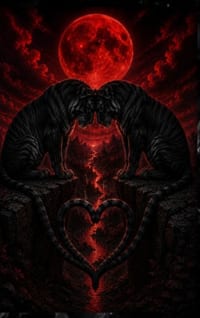 When Two Shadow Hearts Become One Beneath the Blood Moon: A Black Tiger Lovers' Blank Journal cover