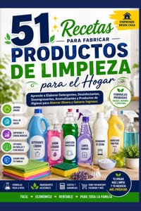 51 Recetas Para Fabricar Productos de Limpieza Para El Hogar: Aprende a Elaborar Detergentes, Desinfectantes, Desengrasantes, Aromatizantes y Producto cover