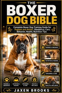 The Boxer Dog Bible: Complete Boxer Dog Training Guide for Puppies and Adults, Obedience, Care, Behavior, Health, Nutrition Tips cover