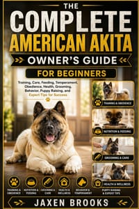 The Complete American Akita Owner's Guide for Beginners: Training, Care, Feeding, Temperament, Obedience, Health, Grooming, Behavior, Puppy Raising, a cover