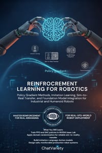 Reinforcement Learning for Robotics: Policy Gradient Methods, Imitation Learning, Sim-to-Real Transfer, and Foundation Model Integration for Industria cover
