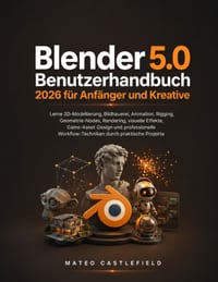 Blender 5.0 Benutzerhandbuch 2026 für Anfänger und Kreative: Lerne 3D-Modellierung, Bildhauerei, Animation, Rigging, Geometrie-Nodes, Rendering, visue cover