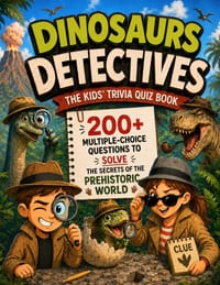 Dinosaurs Detectives - The Kids' Trivia Quiz Book: 200+ Multiple-Choice Questions to Solve the Secrets of the Prehistoric World - For Ages 8-12 cover