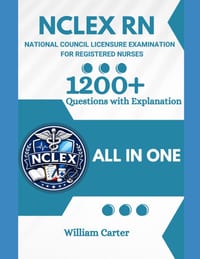 NCLEX RN Prep Book with 1200+ Updated Questions and Explanations: NCLEX-RN Book cover