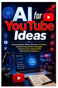 AI for YouTube Ideas: Generate Better Videos, Discover Viral Topics, Create Winning Content Strategies, and Grow Your Channel Faster with Artificial I cover
