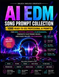 AI EDM Song Prompt Collection: 1000 Ready-to-Use Professional AI Prompts for EDM, Festival Anthems, Club Bangers, Cinematic Electronic Music, and Ever cover