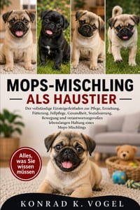 Mops-Mischling ALS Haustier: Der vollständige Einsteigerleitfaden zur Pflege, Erziehung, Fütterung, Fellpflege, Gesundheit, Sozialisierung, Bewegung u cover