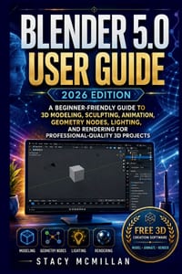 Blender 5.0 User Guide - 2026 Edition: A Beginner-Friendly Guide to 3D Modeling, Sculpting, Animation, Geometry Nodes, Lighting, and Rendering for Pro cover