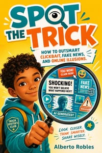 Spot the Trick: Digital Detective's Guide to Fake News, Clickbait, and AI Illusions cover