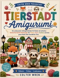 TIERSTADT Amigurumi: Ein umfassender Anfängerleitfaden für Kinder mit einfachen Schritt-für-Schritt-Anleitungen für Füchse, Hasen, Faultiere und eine cover