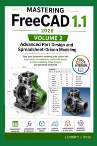 Mastering FreeCAD 1.1 (2026)- Volume 2: Advanced Part Design and Spreadsheet-Driven Modeling cover