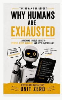 Why Humans Are Exhausted: A Machine's Field Guide to Stress, Sleep, Burnout, and Overloaded Brains cover