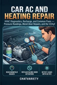 Car AC and Heating Repair: HVAC Diagnostics, Recharge, and Common Fixes - Pressure Readings, Blend-Door Repairs, and the 1234yf cover