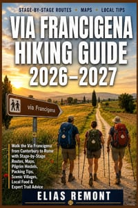 Via Francigena Hiking Guide 2026-2027: Walk the Via Francigena from Canterbury to Rome with Stage-by-Stage Routes, Maps, Pilgrim Hostels, Packing Tips cover