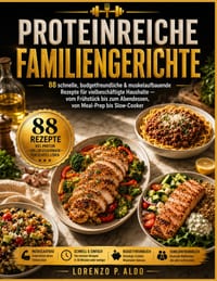 Proteinreiche Familiengerichte: 88 schnelle, budgetfreundliche & muskelaufbauende Rezepte für vielbeschäftigte Haushalte - vom Frühstück bis zum Abend cover