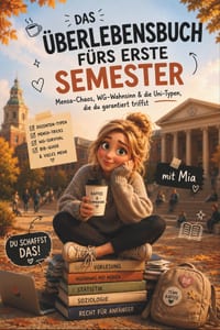 Das Überlebensbuch fürs erste Semester: Der humorvolle Erstsemester-Ratgeber mit Tipps zu Studium, Mensa, WG, Prüfungen und Studentenleben cover