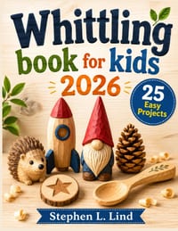Whittling book for kids 2026: 25 Safe and Easy Projects with Step-by-Step Instructions, Patterns, and Beginner-Friendly Knife Skills cover