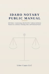 Idaho Notary Public Manual: 2026 Edition - Commissioning, Idaho RULONA, Traditional and Remote Notarial Acts, Certificates, Technology, Ethics, and Pr cover