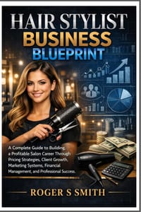 Hair Stylist Business Blueprint: A Complete Guide to Building a Profitable Salon Career Through Pricing Strategies, Client Growth, Marketing Systems, cover