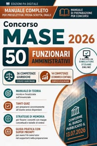 Concorso RIPAM MASE 2026 50 Funzionari Amministrativi 36 GIUR/MASE e 14 ECO/MASE: Quiz, Schede di Ripasso, Strategie di memoria e Simulatore Online cover