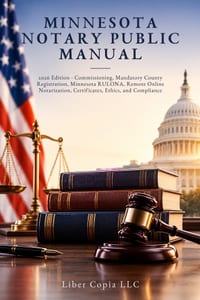 Minnesota Notary Public Manual: 2026 Edition - Commissioning, Mandatory County Registration, Minnesota RULONA, Remote Online Notarization, Certificate cover