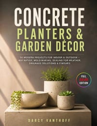 Concrete Planters & Garden Décor: 50 Modern Projects for Indoor & Outdoor - Mix Ratios, Mold Making, Sealing for Weather, Drainage Solutions & Finishe cover