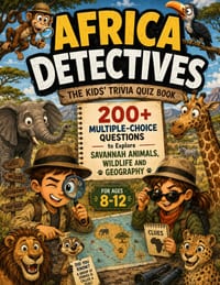 Africa Detectives - The Kids' Trivia Quiz Book: 200+ Multiple-Choice Questions to Explore Savannah Animals, Wildlife and Geography - For Ages 8-12 cover