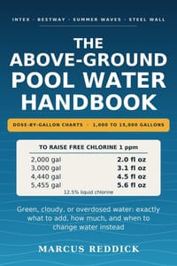 The Above-Ground Pool Water Handbook: Dose-by-Gallon Charts for 1,000 to 15,000 Gallon Pools - Clear Water, Fewer Chemicals, and Fast Fixes for Green, cover