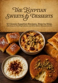 The Egyptian Sweets & Desserts: 12 Classic Egyptian Recipes, Step by Step, with Easy-to-Find Ingredients and US & Metric Measurements cover