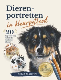 Dierenportretten in kleurpotlood: de complete gids voor het tekenen van realistische dieren met 20 stap-voor-stap tutorials, videolessen, referenties cover