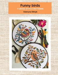 Funny birds - 7 cross stitch charts: Easy modern bird - beginner friendly cover