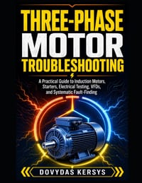 Three-Phase Motor Troubleshooting: A Practical Guide to Induction Motors, Starters, Electrical Testing, VFDs, and Systematic Fault-Finding cover