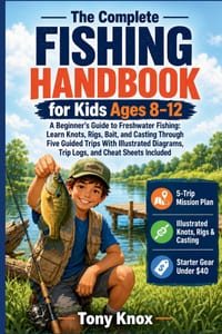 The Complete Fishing Handbook for Kids Ages 8-12: A Beginner's Guide to Freshwater Fishing: Learn Knots, Rigs, Bait, and Casting Through Five Guided T cover