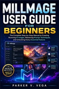 Millmage User Guide for Beginners: The Complete Step-by-Step Manual to Creating Stunning AI Images, Mastering Prompt Techniques, and Unlocking Every E cover