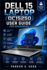 Dell 15 Laptop Dc15250 User Guide for Beginners: The Complete Step-by-Step Manual to Set Up, Customize Settings, Troubleshoot Common Problems, Optimiz cover