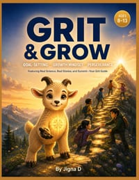 Grit & Grow: Goal-Setting, Growth Mindset & Perseverance A Fun, Interactive Guide for Kids Ages 8-13 Featuring Real Science, Real Stories, and Summit cover