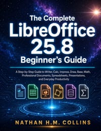 The Complete LibreOffice 25.8 Beginner's Guide: A Step-by-Step Guide to Writer, Calc, Impress, Draw, Base, Math, Professional Documents, Spreadsheets, cover