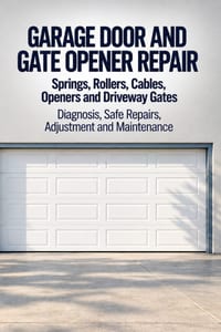 Garage Door and Gate Opener Repair: Springs, Rollers, Cables, Openers and Driveway Gates: Diagnosis, Safe Repairs, Adjustment and Maintenance cover