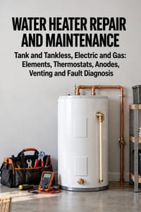 Water Heater Repair and Maintenance: Tank and Tankless, Electric and Gas: Elements, Thermostats, Anodes, Venting and Fault Diagnosis cover