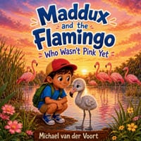 Maddux and the Flamingo Who Wasn't Pink Yet: Flamingo Books for Kids - Bird Children's Book - Self-Acceptance and Growing-Up Story - Children's Books cover