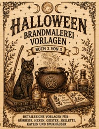 Brandmalerei Vorlagen Halloween: Vorlagebuch 2 von 3 Halloween Motive zum Abpausen, Übertragen und Brandmalen auf Holz Pyrographie Vorlagen für Kürbis cover